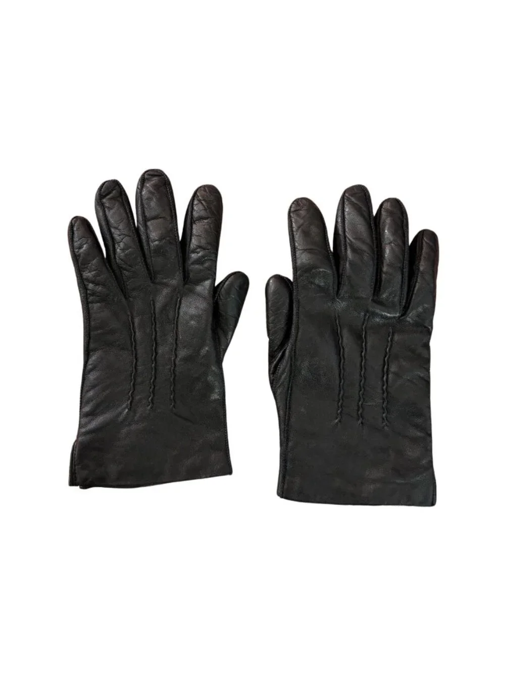 J.Crew Portolano Cashmere-lined leather gloves Black EUC $148 M